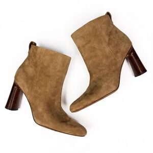 Vince Hillside Suede Leather Heeled Ankle Booties Tan 9.5